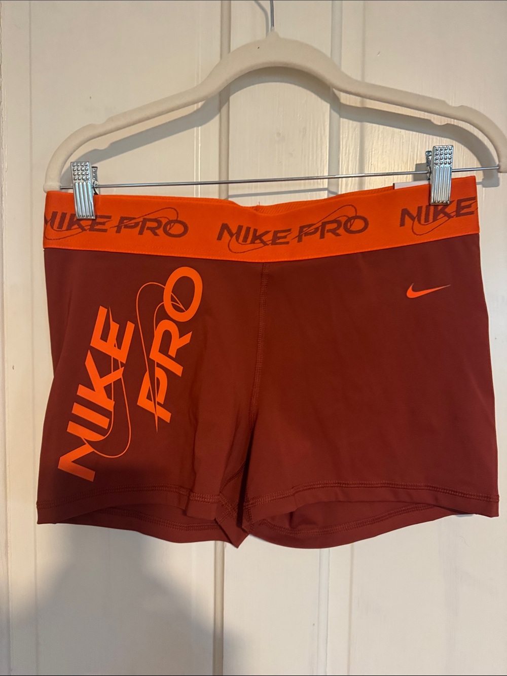 Nike Pro Orange and Maroon Women's Compression Shorts